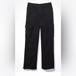 American Eagle Snappy Stretch Baggy Cargo Jogger Pants Black 2 Short